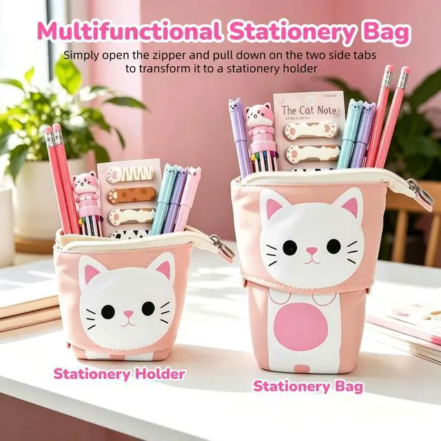 Alt view image 3 of 7 - 38Pcs Cute Cat Stationery Set, Cat School Supplies, Cat Lover Gifts Box
