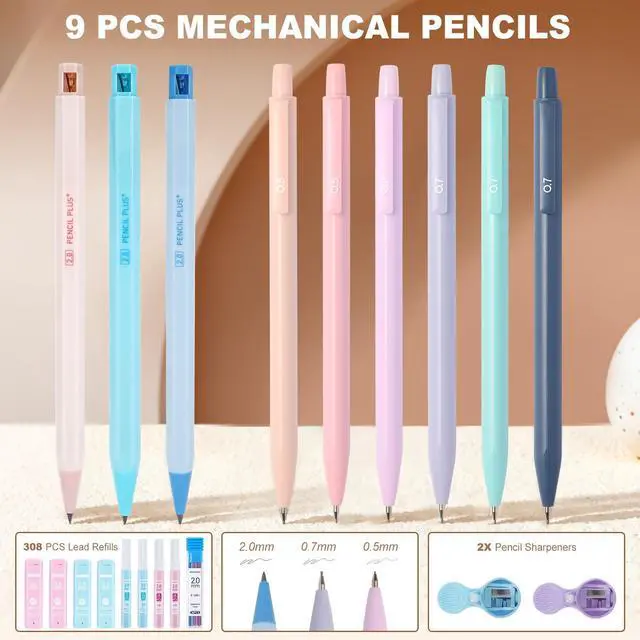Alt view image 4 of 7 - 58 PCS Aesthetic School Supplies with Cute Pencil Case,12 Pastel Highlighters, 5 Gel Pens Black Ink9 Mechanical Pencils forStudent StationaryCollegeEssentials Gifts (pink)