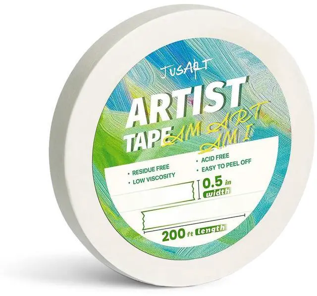 Main image of Artist Tape for Watercolor Paper, 1/2 inch Wide 200FT Long, White Art Tape for Masking, Drafting and Painting, Acid Free, Low Tack
