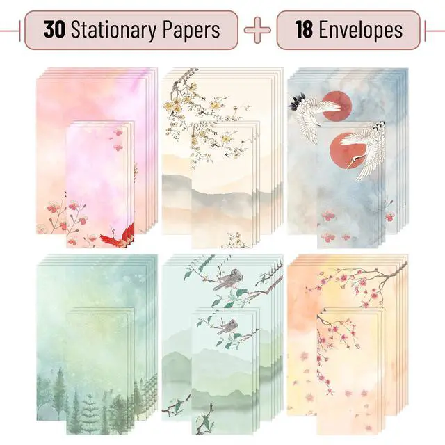 Alt view image 2 of 7 - Stationery Writing Paper Set with Envelopes, 7.3" x 10"