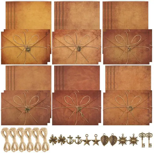 Main image of Stationary Paper and Envelopes,Letter Writing Stationery Set,Includes Vintage Papers,Vintage Envelopes,Retro Accessories,Ropes(60 Pieces)