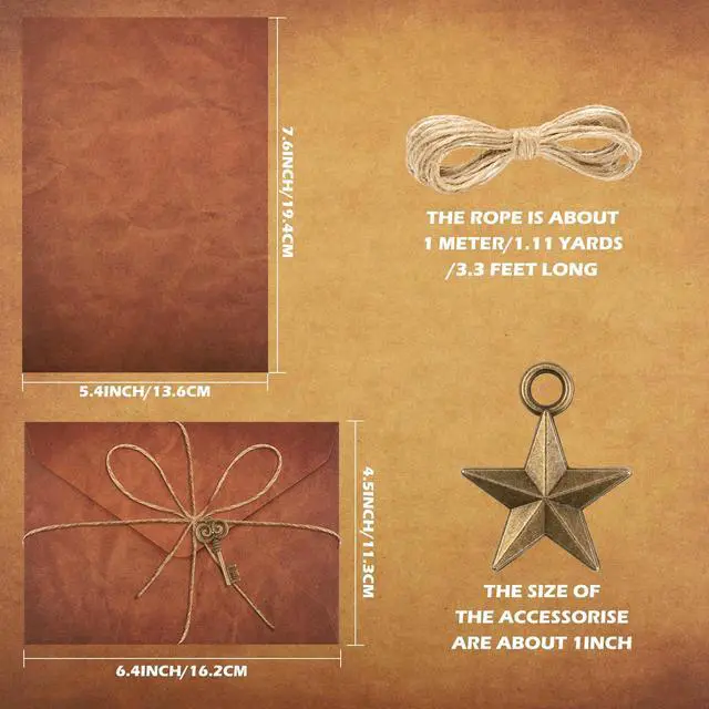 Alt view image 3 of 7 - Stationary Paper and Envelopes,Letter Writing Stationery Set,Includes Vintage Papers,Vintage Envelopes,Retro Accessories,Ropes(60 Pieces)