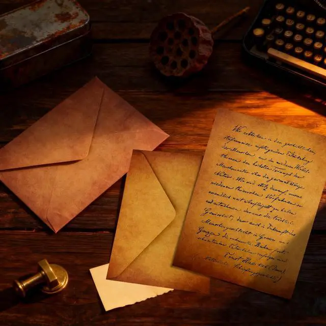 Alt view image 5 of 7 - Stationary Paper and Envelopes,Letter Writing Stationery Set,Includes Vintage Papers,Vintage Envelopes,Retro Accessories,Ropes(60 Pieces)