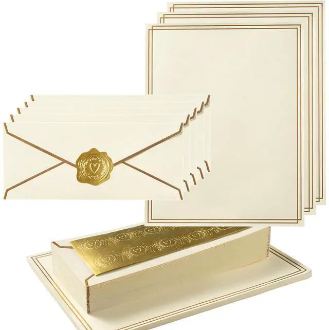 Main image of 50 Pack Stationery Set with Envelopes, Cream Color, 8.5x11 Inches