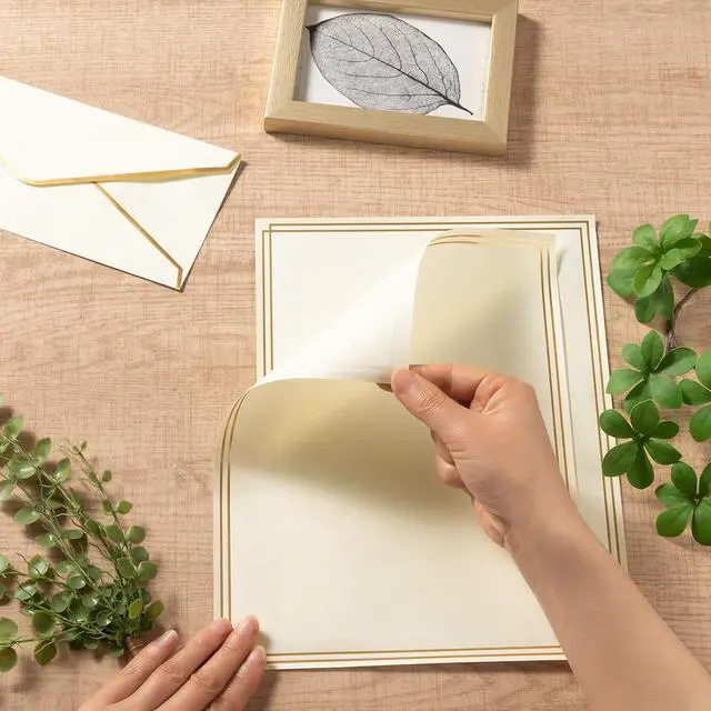 Alt view image 3 of 7 - 50 Pack Stationery Set with Envelopes, Cream Color, 8.5x11 Inches