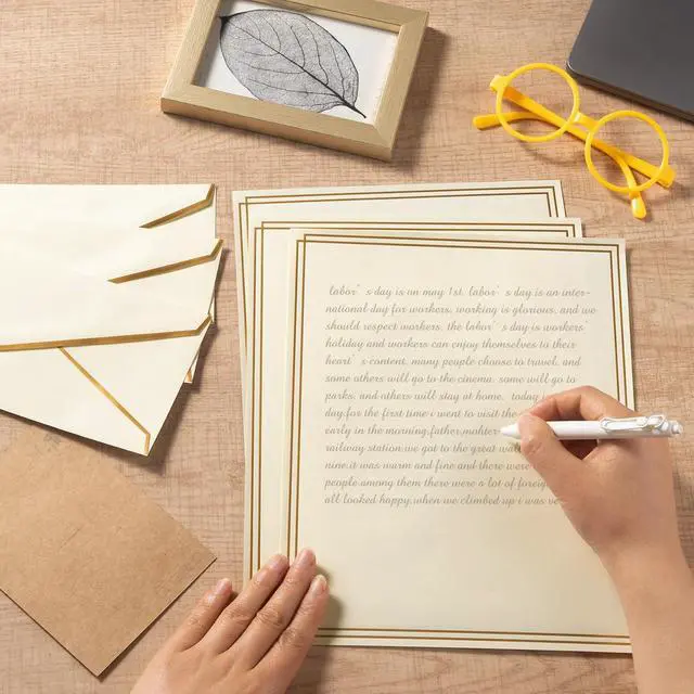 Alt view image 6 of 7 - 50 Pack Stationery Set with Envelopes, Cream Color, 8.5x11 Inches