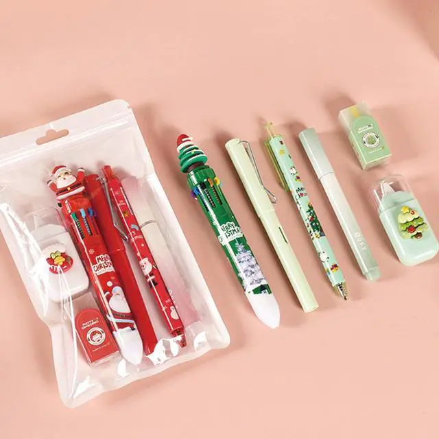 Alt view image 4 of 7 - 6 Pcs Cute Christmas Stationery Set for Women Men Xmas School Supplies Office Supplies Including Gel Ink Pens Ballpoint Pens Pencil Eraser Christmas Gift (Xmas-Green)
