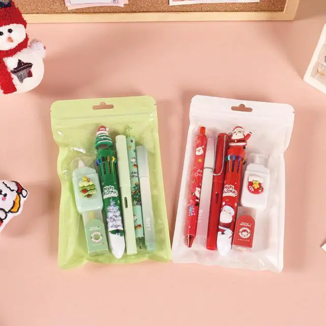 Alt view image 7 of 7 - 6 Pcs Cute Christmas Stationery Set for Women Men Xmas School Supplies Office Supplies Including Gel Ink Pens Ballpoint Pens Pencil Eraser Christmas Gift (Xmas-Green)