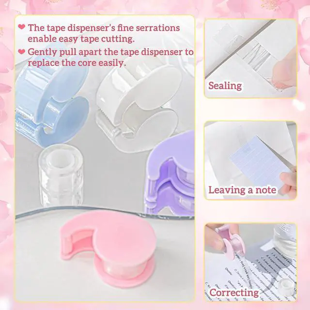 Alt view image 6 of 7 - Christmas Gifts 7pcs Mini Stationary Kit with Compact Scissors Hole Punch Portable Stapler Mini School Supplies Kit Pink Stapler and Tape Dispenser Set for Students (Pink)