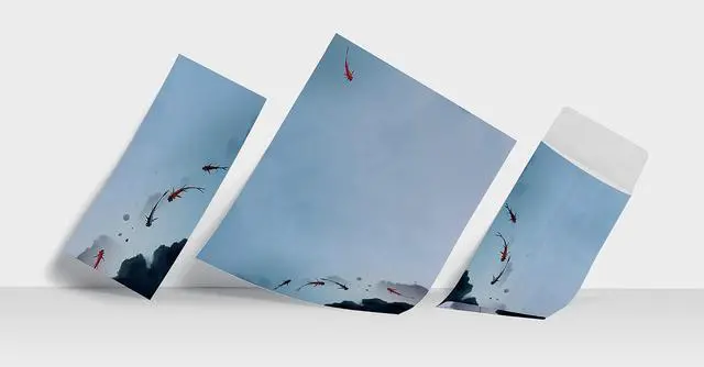 Alt view image 5 of 6 - Japanese Watercolor Stationery Paper Set, 100 Piece Set (50 Sheets + 50 Matching Envelopes), Letter Size 8.5 x 11 inch, 9 Designs, Double Sided Printing Paper,