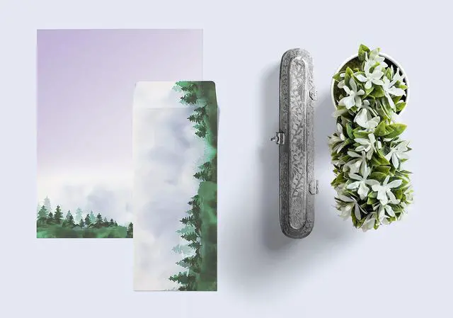 Alt view image 6 of 6 - Japanese Watercolor Stationery Paper Set, 100 Piece Set (50 Sheets + 50 Matching Envelopes), Letter Size 8.5 x 11 inch, 9 Designs, Double Sided Printing Paper,