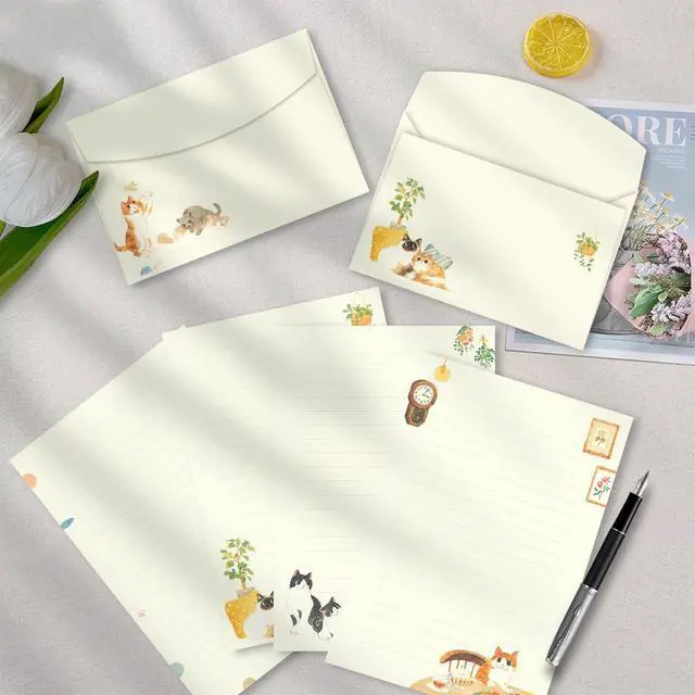 Alt view image 6 of 7 - 72 Pieces Cute Cat Writing Paper and Envelopes, 8.3x5.6 Inch Stationery Set