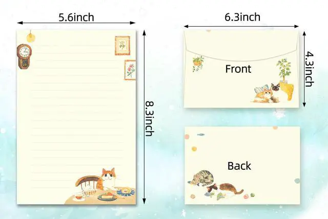Alt view image 2 of 7 - 72 Pieces Cute Cat Writing Paper and Envelopes, 8.3x5.6 Inch Stationery Set