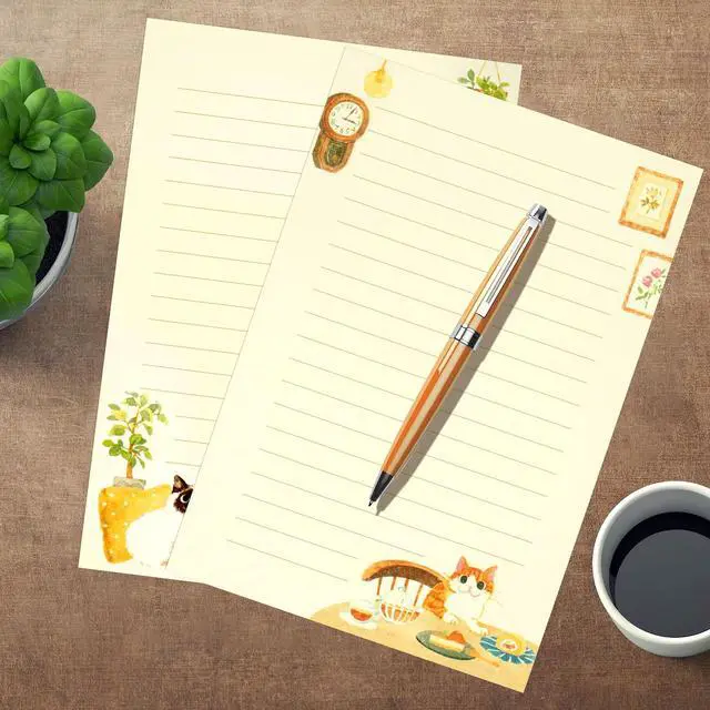 Alt view image 2 of 7 - 36 PCS Writing Paper and Envelopes Set, Warm Cute Cat Themed Stationary Set Design for Invitations Gift Decorations Holiday Party, 24 Lined Stationery Paper with 12 Envelops