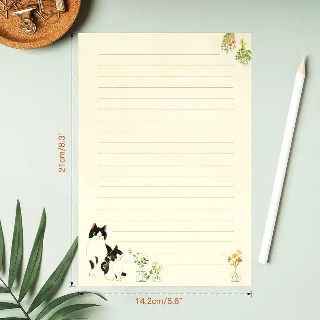 Alt view image 4 of 7 - 36 PCS Writing Paper and Envelopes Set, Warm Cute Cat Themed Stationary Set Design for Invitations Gift Decorations Holiday Party, 24 Lined Stationery Paper with 12 Envelops
