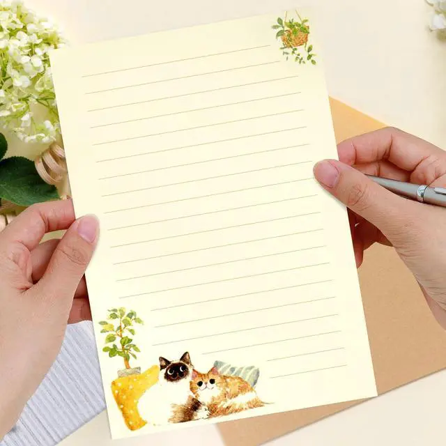 Alt view image 5 of 7 - 36 PCS Writing Paper and Envelopes Set, Warm Cute Cat Themed Stationary Set Design for Invitations Gift Decorations Holiday Party, 24 Lined Stationery Paper with 12 Envelops