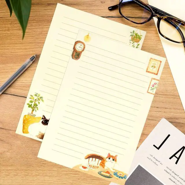 Alt view image 7 of 7 - 36 PCS Writing Paper and Envelopes Set, Warm Cute Cat Themed Stationary Set Design for Invitations Gift Decorations Holiday Party, 24 Lined Stationery Paper with 12 Envelops