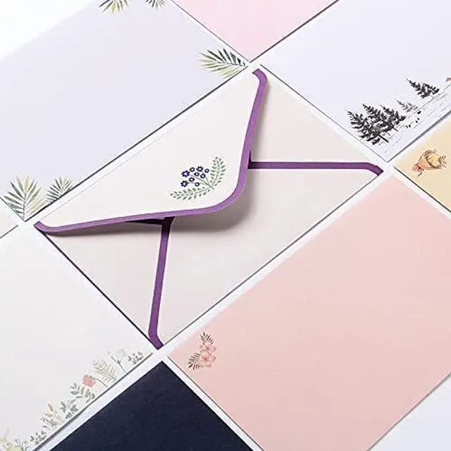Alt view image 3 of 7 - 81pcs Stationary Paper and Envelopes Set, Contain 54 stationery paper and 27 envelopes, writing paper stationery set, 9 Different Style