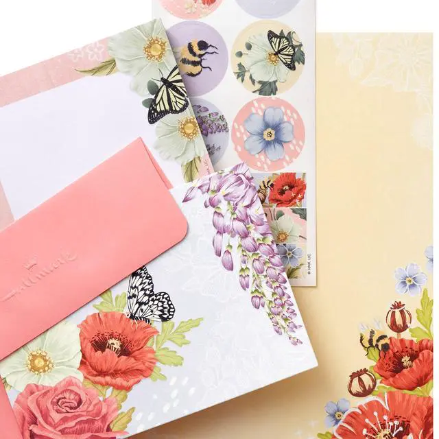 Alt view image 6 of 6 - Stationery Set with Cards, Notepad and Stickers (Pink Florals)