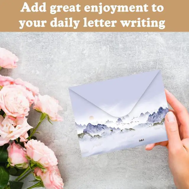 Alt view image 5 of 7 - 160 Pcs Stationery Set with Envelopes, 50 A5 Sheets of Stationery (10 Designs) with 50 Envelopes and 60 Stickers, Letter Writing Stationery for Home, Office, School, Set B