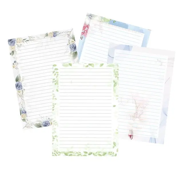 Alt view image 2 of 7 - 52 Lined Writing Stationery Paper, Beautiful Designs for Writing Letter, Notes, Invitations, Craft, 4 Different Style (11.7 x 8.26")