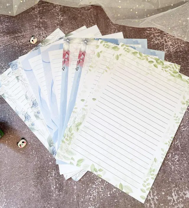 Alt view image 4 of 7 - 52 Lined Writing Stationery Paper, Beautiful Designs for Writing Letter, Notes, Invitations, Craft, 4 Different Style (11.7 x 8.26")