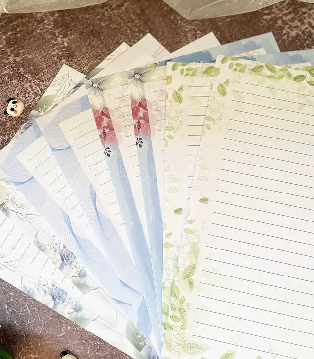 Alt view image 5 of 7 - 52 Lined Writing Stationery Paper, Beautiful Designs for Writing Letter, Notes, Invitations, Craft, 4 Different Style (11.7 x 8.26")