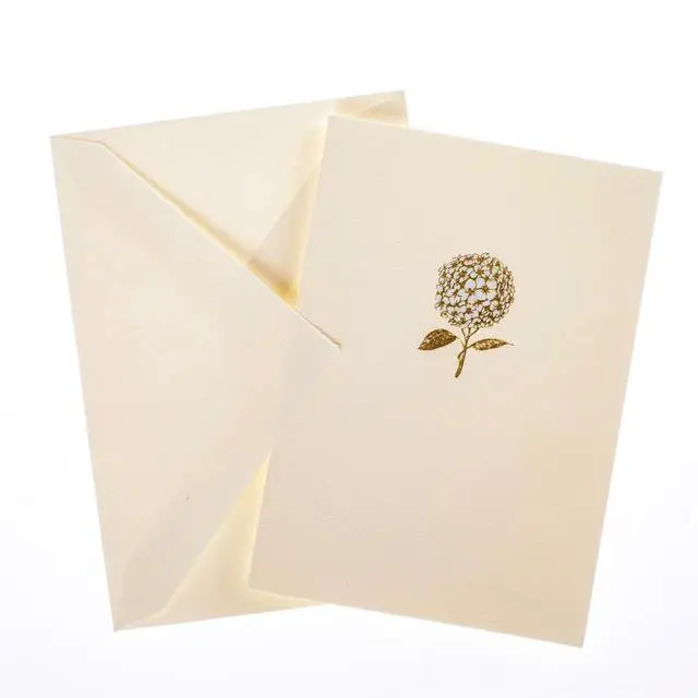 Alt view image 3 of 4 - Hydrangea La Petite Presse Boxed Notecards - 10 Embellished Gold Foil Blank Cards with Matching Envelopes and Storage Box, 3.25" x 4.75" (L1346CB)