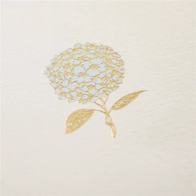 Alt view image 2 of 4 - Hydrangea La Petite Presse Boxed Notecards - 10 Embellished Gold Foil Blank Cards with Matching Envelopes and Storage Box, 3.25" x 4.75" (L1346CB)
