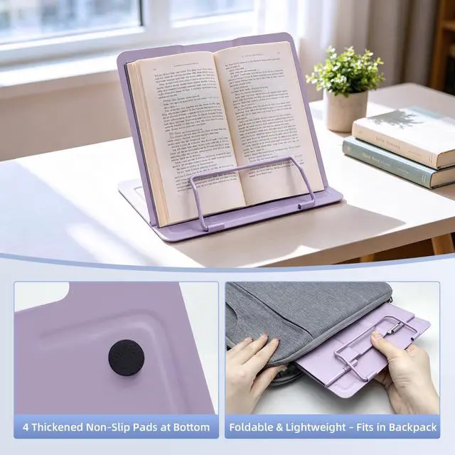 Alt view image 4 of 7 - Book Stand, Book Holder, Book Stand for Reading for Desk & Music