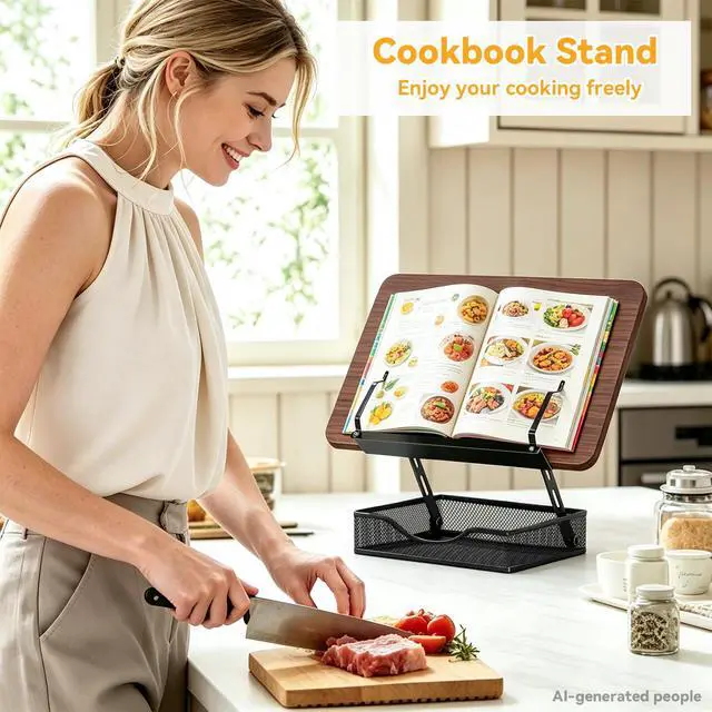 Alt view image 7 of 7 - Adjustable Book Stand for Reading with Storage - 2-13" Height Hands-Free