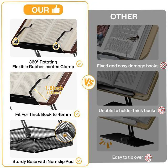 Alt view image 5 of 7 - Adjustable Book Stand for Reading with Storage - 2-13" Height Hands-Free