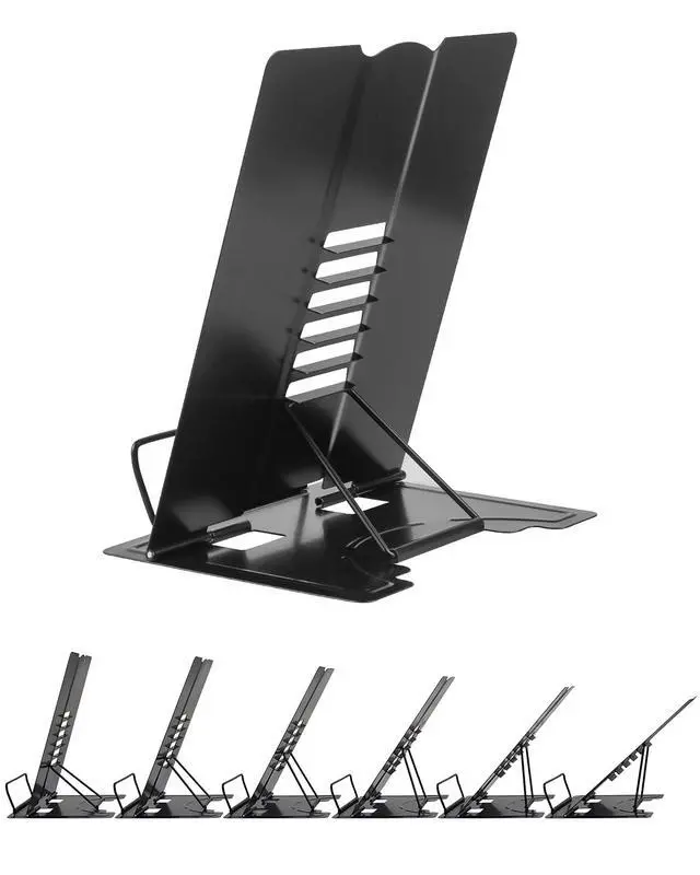 Alt view image 4 of 7 - Large Desk Book Stand Metal Reading Rest Book Holder Adjustable Document Cookbook Holder Portable Bookstands for Recipes Textbooks Music Books Birthday Gift for Age 3,4,5,6,7,8,9,10+ Boys Girls(Black)