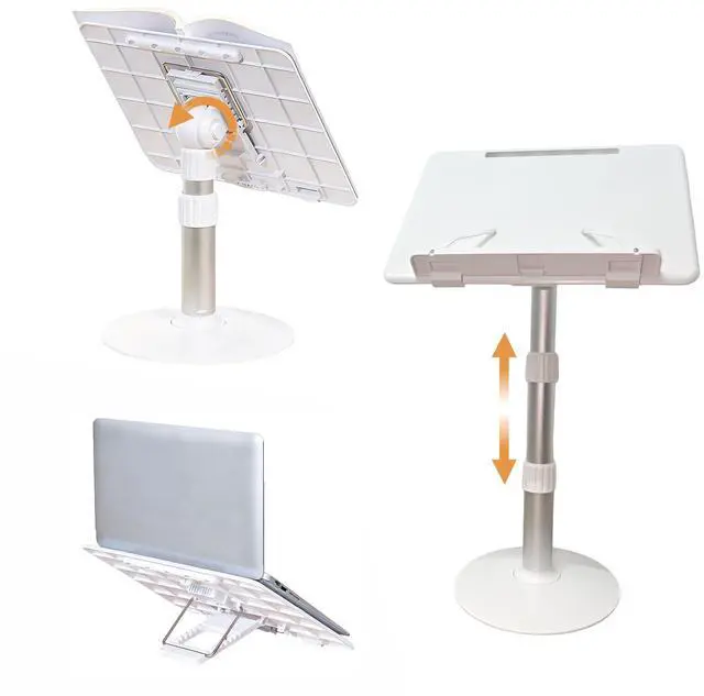 Main image of Book Stand for Reading Hands Free Height Adjustable,Laptop Stand for Desk,Ergonomic Cookbook Stand Recipe Book Holder with Elastic Page Clips for Magazines, Tablets