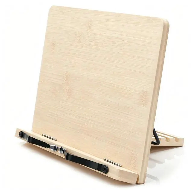 Main image of Reading Rack Wooden Bookshelf - Book Stand Foldable with 8 Adjustable Positions and Page Clips,Suitable for cookbooksiPadslaptopsSheet Musicand Reading Stands