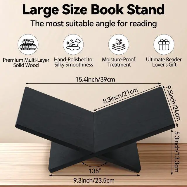 Alt view image 2 of 7 - Wooden Large Book Stand for Desktop Display & Reading Extra Large Cross Frame Open Book Holder, Sleek Finish, Coffee Table Stand for Art Bible Cookbook Easel Magazine Textbooks Quran