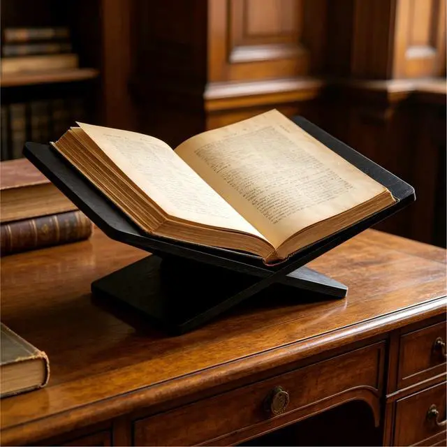 Alt view image 5 of 7 - Wooden Large Book Stand for Desktop Display & Reading Extra Large Cross Frame Open Book Holder, Sleek Finish, Coffee Table Stand for Art Bible Cookbook Easel Magazine Textbooks Quran