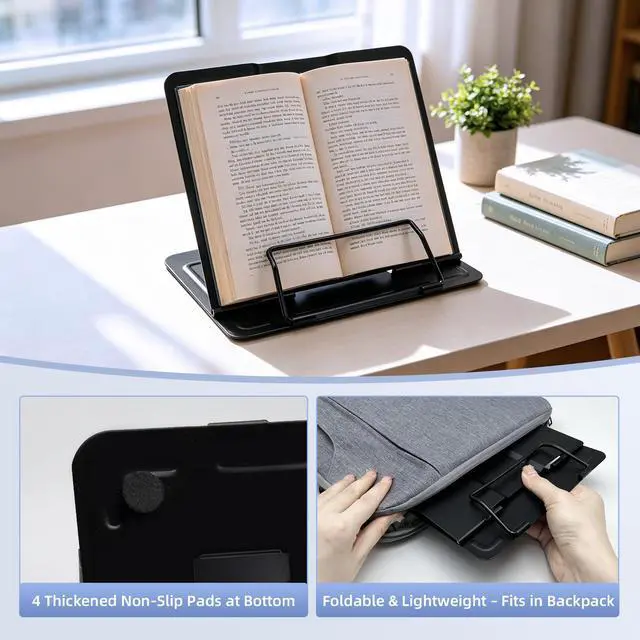 Alt view image 4 of 7 - Book Stand, Book Holder, Book Stand for Reading for Desk & Music