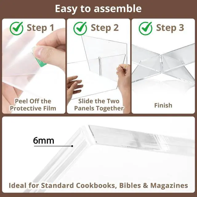 Alt view image 5 of 7 - Acrylic Desktop Book Stand, Clear Angled Book Holder Display for Cookbooks, Magazines & Art Books, 12×7×5 in Slim Transparent Reading Stand for Desk & Coffee Table