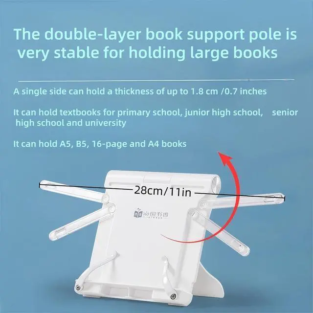 Alt view image 5 of 7 - Mini Book Stand Portable, for Travel/Kitchen/Desk, White