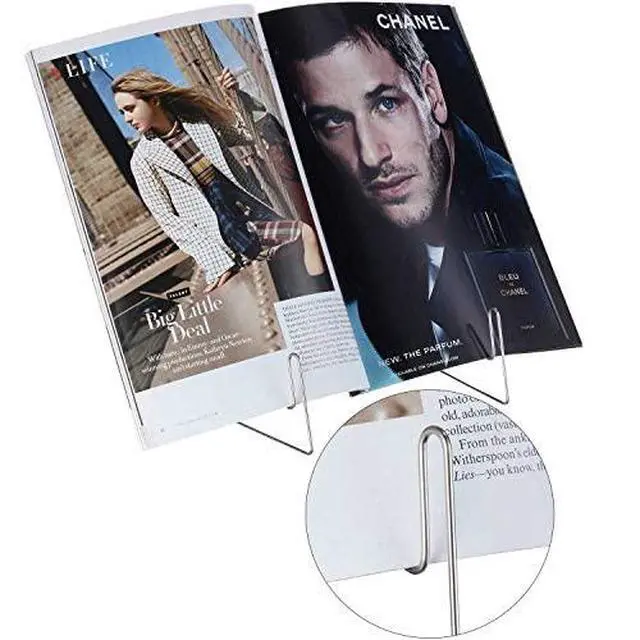 Alt view image 2 of 7 - 2 Pieces Fold-n-Stow Book Stands, Adjustable Portable Reading Stand, Small Metal Music Book Easel Display Holder for Kitchen Countertops(Black)