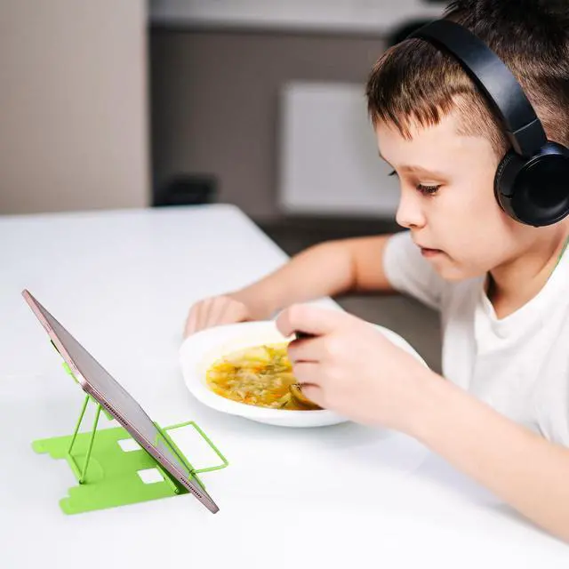 Alt view image 3 of 7 - Small Book Stand Book Holder Metal Desk Stand for Reading Hands Free, Adjustable Cookbook Documents Holder, Portable for Music Books, Textbook, Recipe, Tablet, Ipad, Great Gifts (Green)