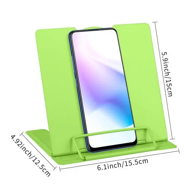Alt view image 4 of 7 - Small Book Stand Book Holder Metal Desk Stand for Reading Hands Free, Adjustable Cookbook Documents Holder, Portable for Music Books, Textbook, Recipe, Tablet, Ipad, Great Gifts (Green)