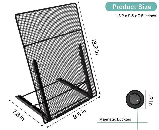 Alt view image 6 of 7 - Desktop Document Holder, Foldable Copy Holder Stand for Desk, Black
