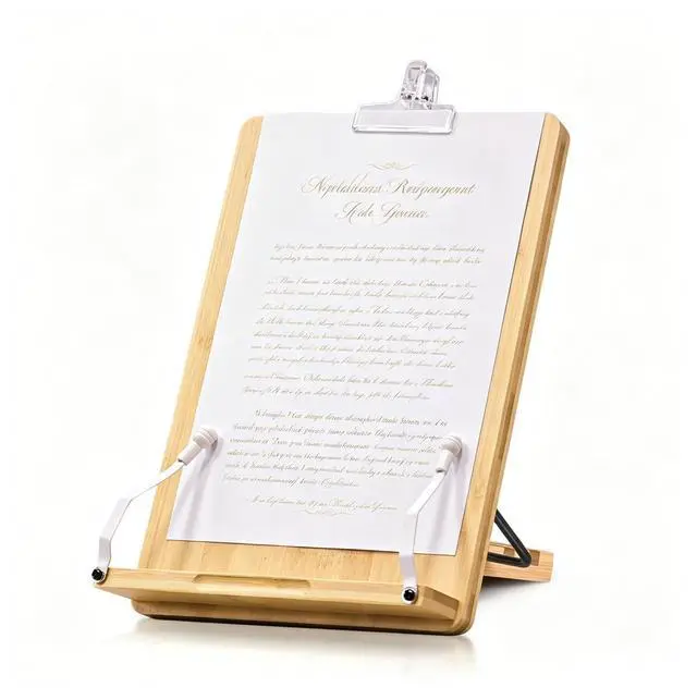 Main image of Bamboo Document Holder with 2 Page Clips for Typing and Reading