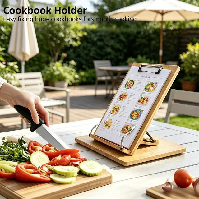 Alt view image 3 of 7 - Bamboo Document Holder with 2 Page Clips for Typing and Reading