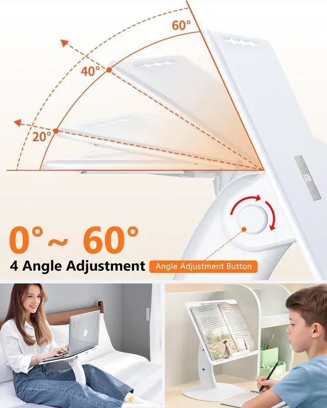 Alt view image 3 of 7 - Portable Lap Desk,Kids Book Reading Stand for Bed,Car,Sofa,Floor,Adjustable Laptop Bed Table Tray for Working,Reading,Writing,Dining