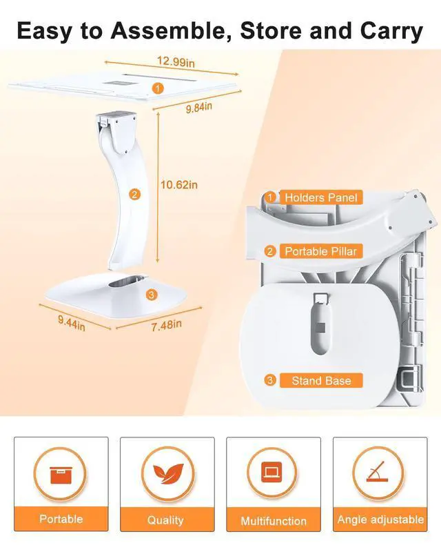 Alt view image 7 of 7 - Portable Lap Desk,Kids Book Reading Stand for Bed,Car,Sofa,Floor,Adjustable Laptop Bed Table Tray for Working,Reading,Writing,Dining