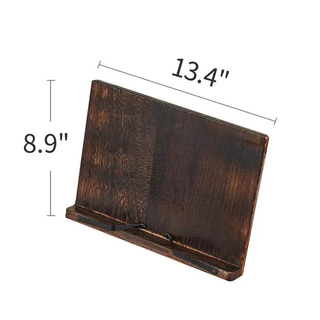 Alt view image 2 of 7 - Wooden Book Stand Holder Adjustable,Portable Desktop Organizer for Cookbooks/Tablets,Hands Free Reading Rest with Ergonomic Design, Fits Books & iPads