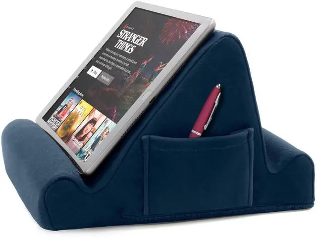 Main image of Tablet Lap Cushion - Tablet/Phone/Ebook Holder for Bed, Flights, and Travel, Memory Foam Lap Desk for Reading and Hands Free Viewing, Compatible iPad and Kindle Accessories, Blue